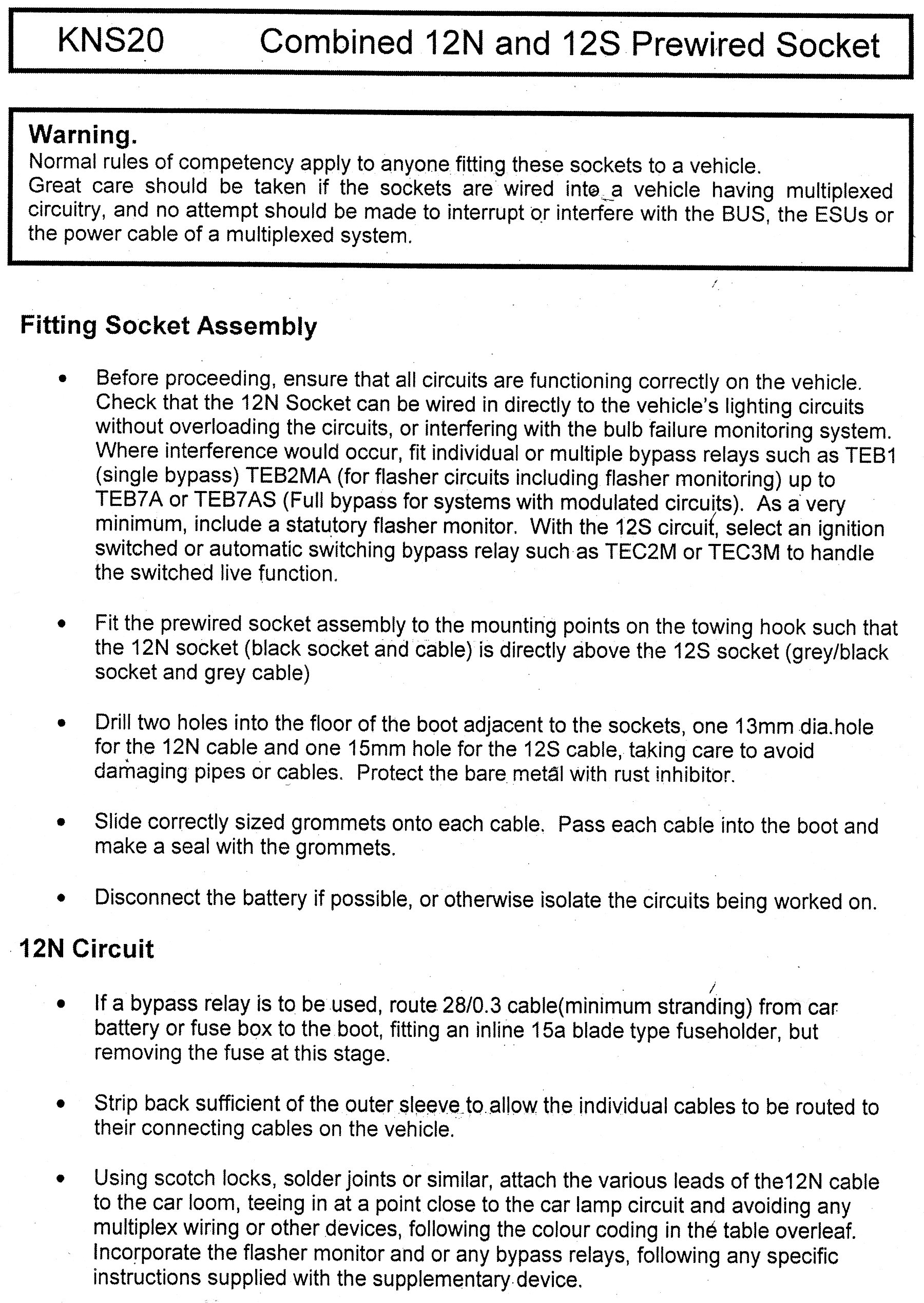 Universal 7 Pin 12n Single Towing Electrics Towbar